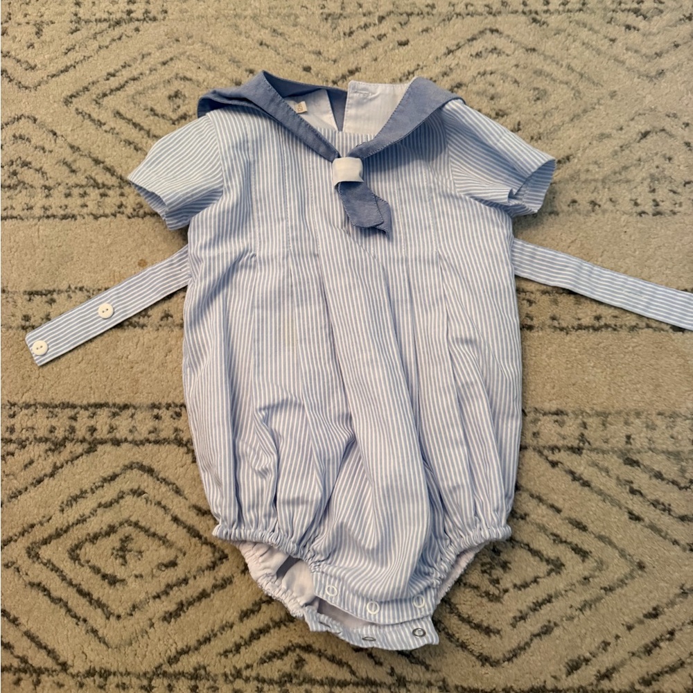 Classic Blue Stripe Sailor One-Piece for Kids